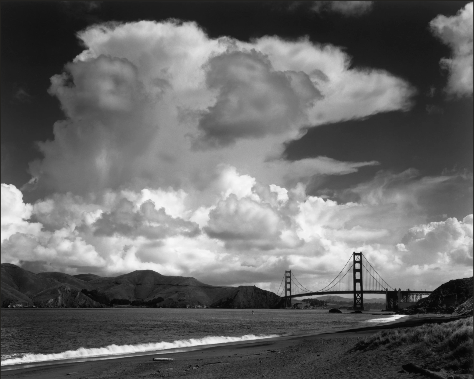 The Golden Gate Bridge from Baker Beach (Ansel Adams, 1952).
